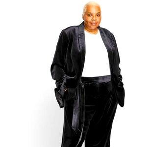 Luxe Black Velvet Suit with pants and blazer from Universal Standard